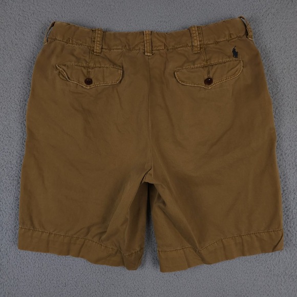 Vintage Polo Ralph Lauren Shorts Mens 35 Brown Chino Heavy Twill Cotton Preppy - Picture 2 of 14